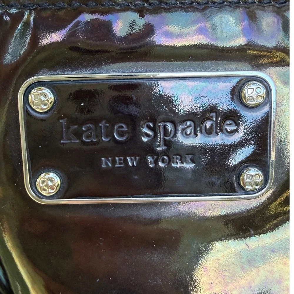 Kate Spade Brown Iridescent Patent Leather Rope Handle Shoulder Bag Y2K Vintage